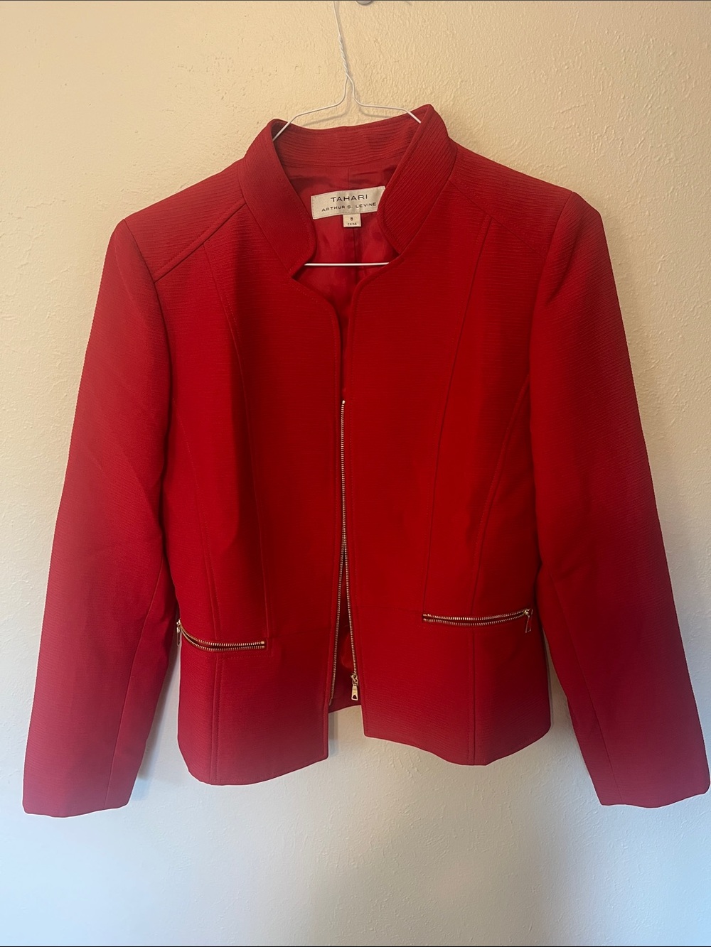 Tahari Red Zip-Front Blazer Jacket